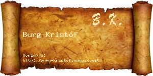 Burg Kristóf névjegykártya